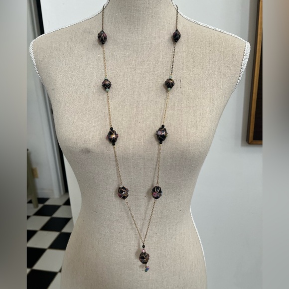 NEW Vintage Art Deco Venetian Wedding Cake Bead Opera Necklace Murano - Picture 2 of 13